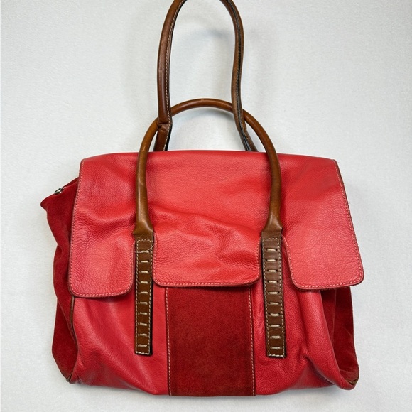 Leather made in Italy Red and Brown Shoulder Bag - Picture 1 of 6